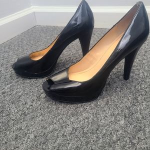 Calvin Kline peep toe black heels